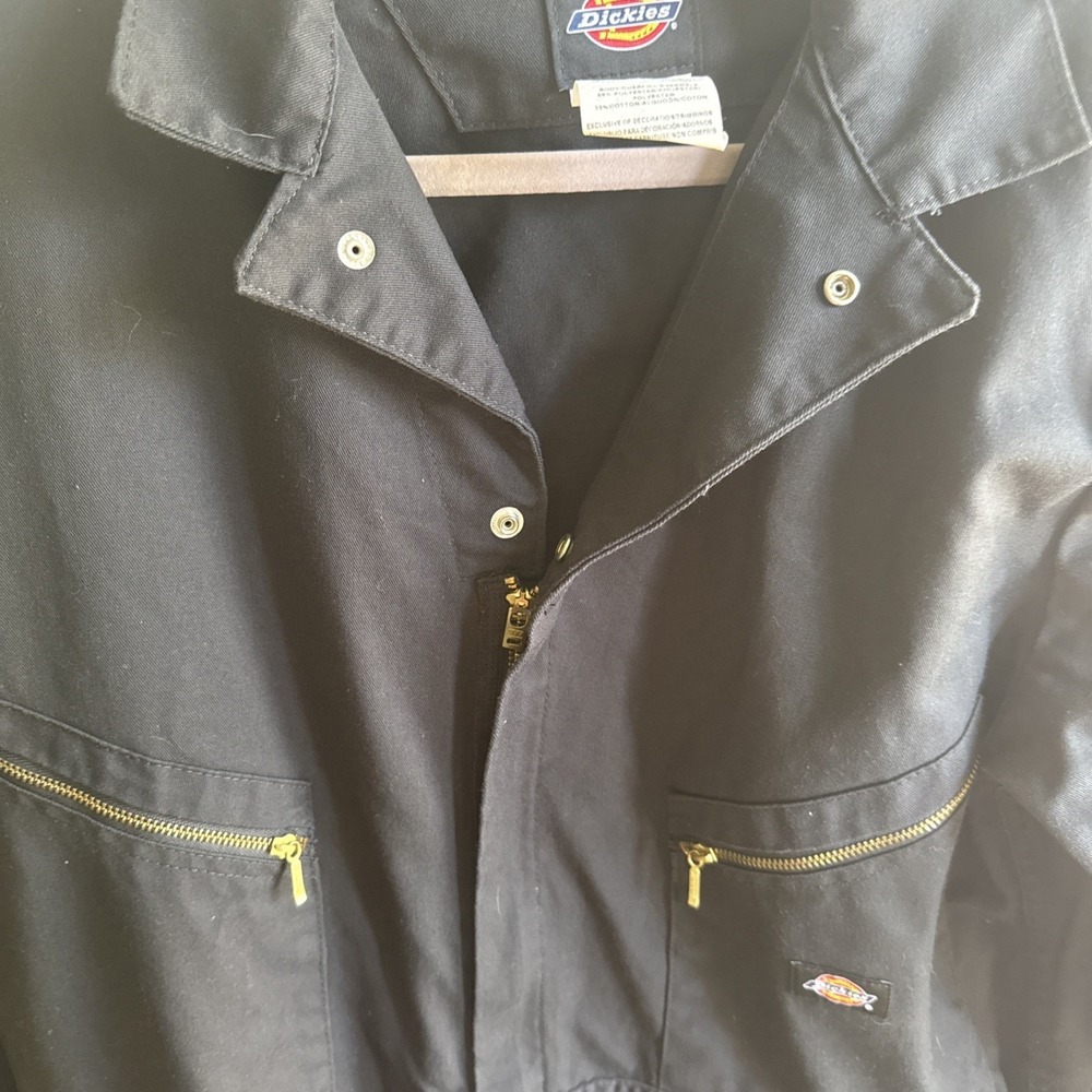 Dickies Black Cotton Blend Mechanic Work Coveralls Jumpsuit Men's Large Brass - Picture 4 of 11
